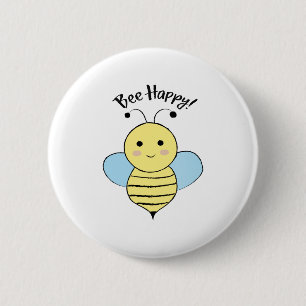 Chapa Redonda De 5 Cm Cute Bee Happy
