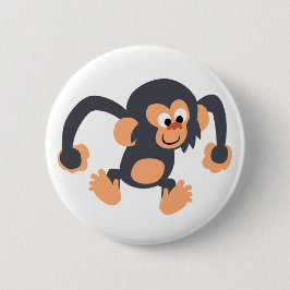 Chapa Redonda De 5 Cm Cute Bouncy Cartoon Chimpanzee Button Badge