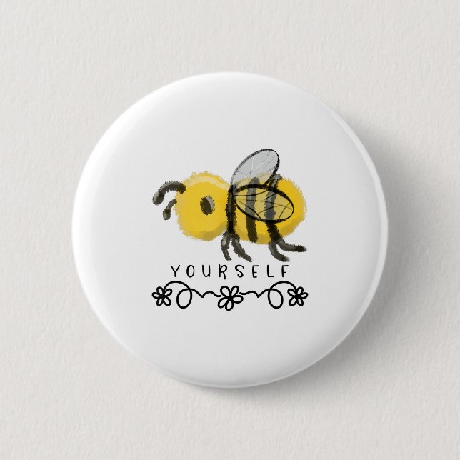 Chapa Redonda De 5 Cm Cute Bumblebee Bee Yourself  (Anverso)