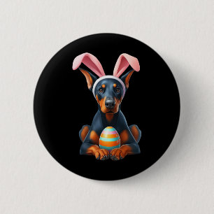 Chapa Redonda De 5 Cm Cute Bunny Doberman Pinscher Dog Easter Hug Eggs E