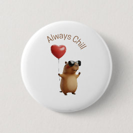 Chapa Redonda De 5 Cm Cute Capybara Always Chill Heart Balloon Pin Butto