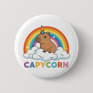 Chapa Redonda De 5 Cm Cute Capycorn Capybara Unicorn Arcoíris