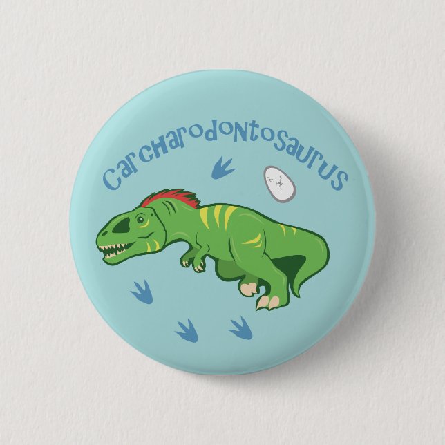 Chapa Redonda De 5 Cm Cute Carcharodontosaurus (Anverso)