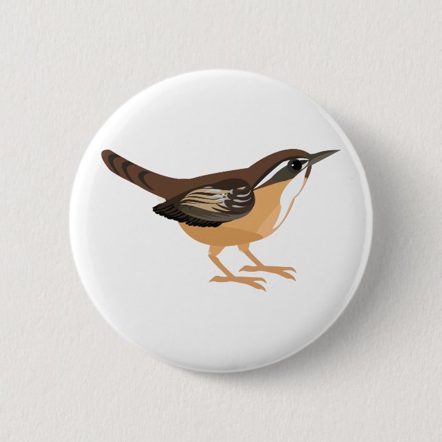 Chapa Redonda De 5 Cm Cute Carolina Wren (Anverso)
