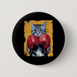 Chapa Redonda De 5 Cm Cute Cat Boxing Boxer Guantes Deportes Hombres Muj