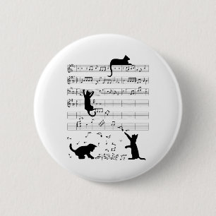 Chapa Redonda De 5 Cm Cute Cat Kitty Tocar Nota De Música Clef Musician 