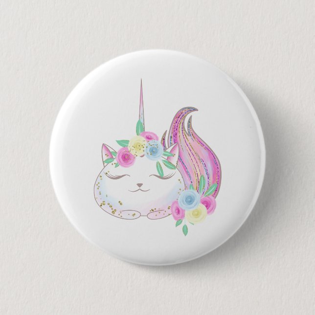 Chapa Redonda De 5 Cm Cute Caticorn (Anverso)