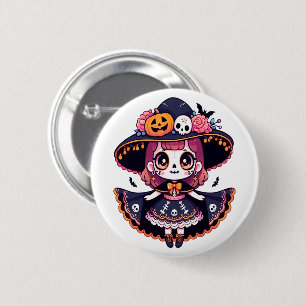 Chapa Redonda De 5 Cm Cute catrina girl halloween