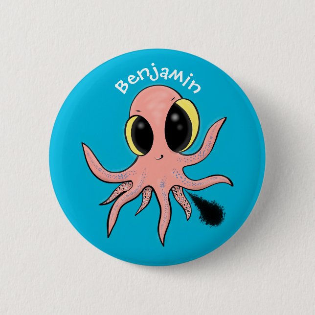 Chapa Redonda De 5 Cm Cute, cheeky baby octopus cartoon (Anverso)