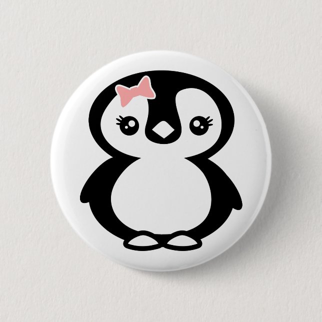 Chapa Redonda De 5 Cm Cute Chica Penguin (Anverso)