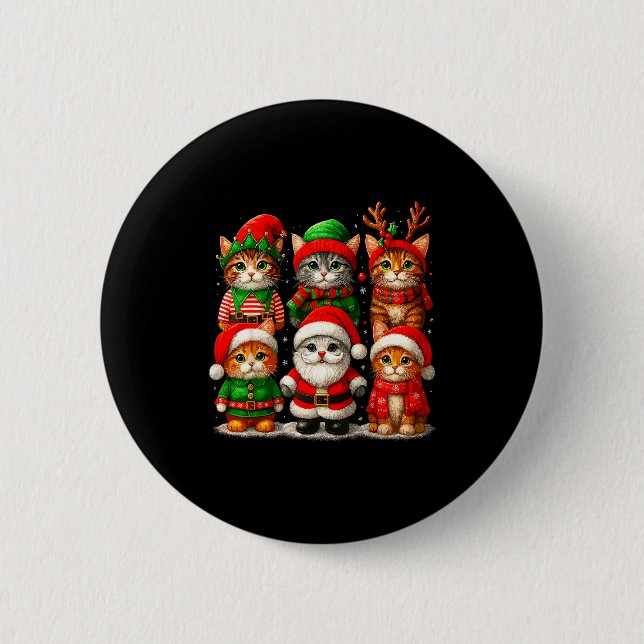 Chapa Redonda De 5 Cm Cute Christmas Cats  (Anverso)