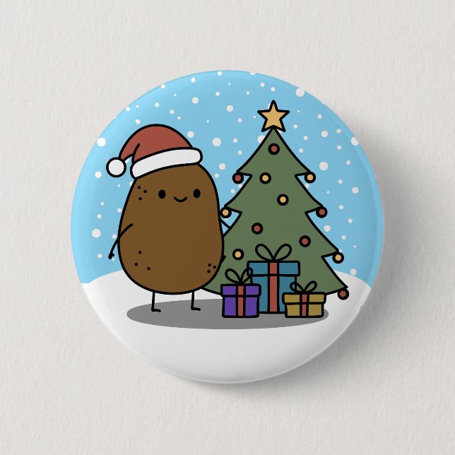 Chapa Redonda De 5 Cm Cute Christmas Potato (Anverso)