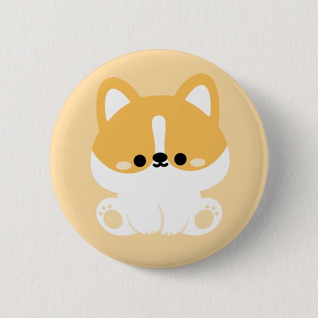 Chapa Redonda De 5 Cm Cute Corgi (Anverso)