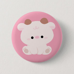 Chapa Redonda De 5 Cm Cute Cow