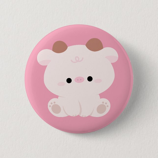 Chapa Redonda De 5 Cm Cute Cow (Anverso)