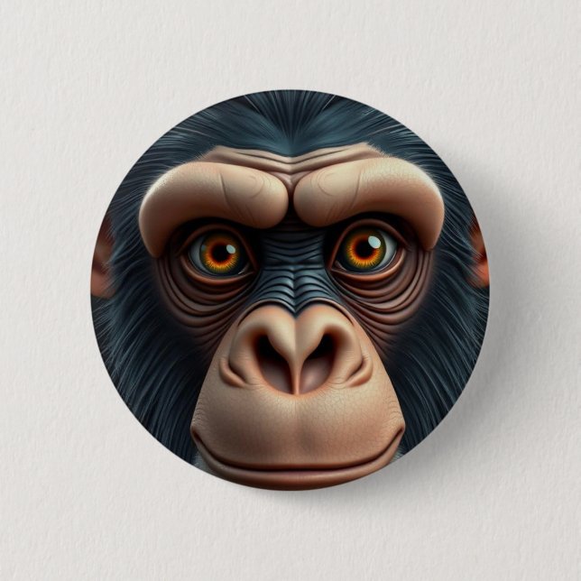 Chapa Redonda De 5 Cm Cute Crazy Funny Chimpanzee (Anverso)