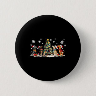 Chapa Redonda De 5 Cm Cute Dachshund Santa Hat Árbol de navidad ilumina