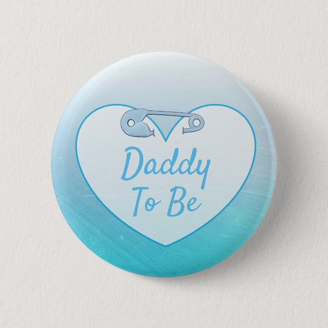 Chapa Redonda De 5 Cm Cute Diaper Pin Heart Blue Dad to be (Anverso)