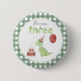 Chapa Redonda De 5 Cm Cute Dinosaur Three-rex Birthday