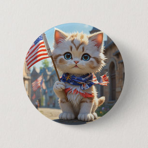 Chapa Redonda De 5 Cm Cute Dogs cuarto de julio