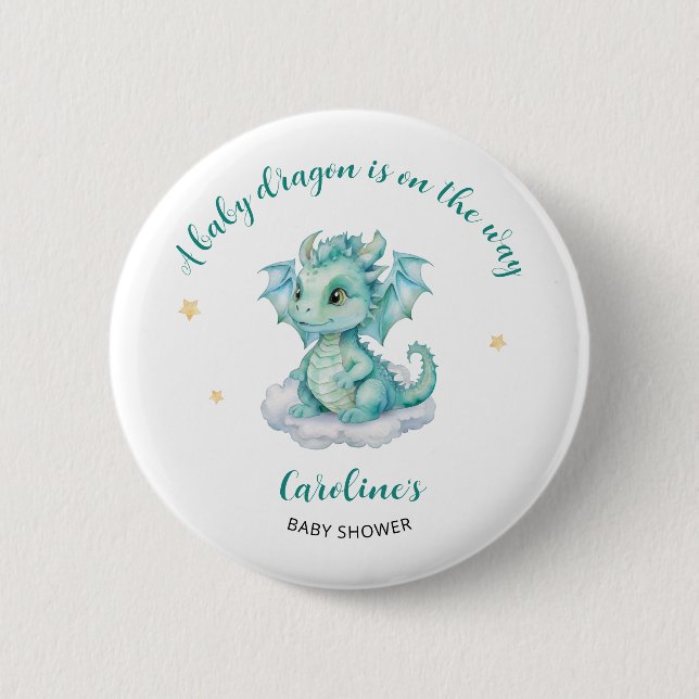 Chapa Redonda De 5 Cm Cute Dragon Baby Shower (Anverso)