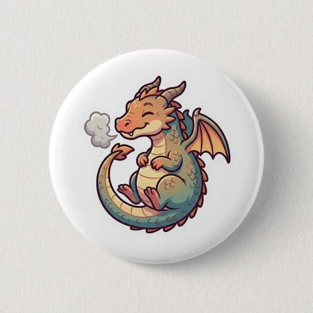 Chapa Redonda De 5 Cm Cute Dragon Zodiac (Anverso)