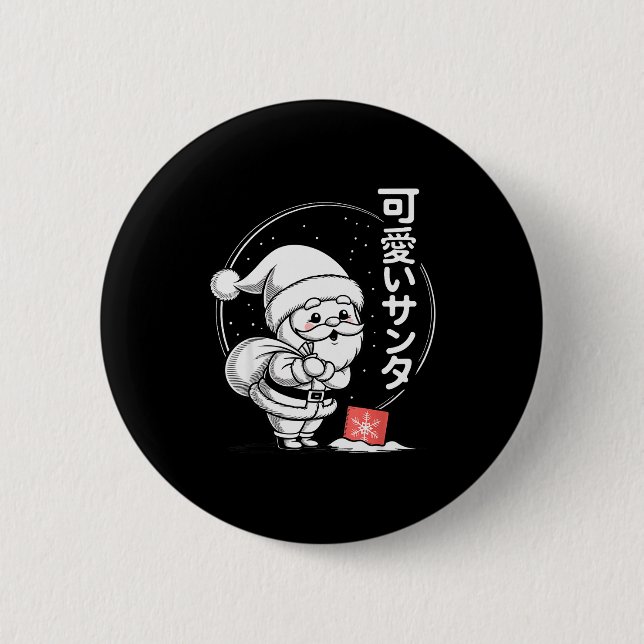 Chapa Redonda De 5 Cm Cute Dreaming Kawaii Santa Claus  (Anverso)