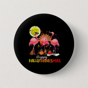 Chapa Redonda De 5 Cm Cute flamenco HalloThanksmas Feliz Halloween Graci