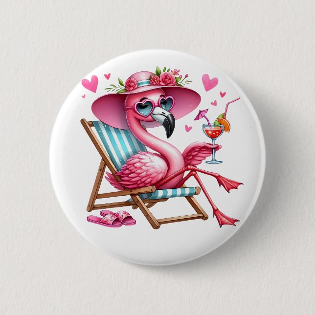 Chapa Redonda De 5 Cm Cute Flamingo Clipart (Anverso)