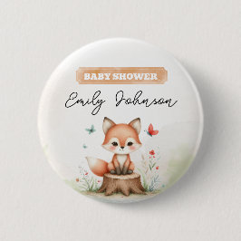 Chapa Redonda De 5 Cm Cute fox baby shower 