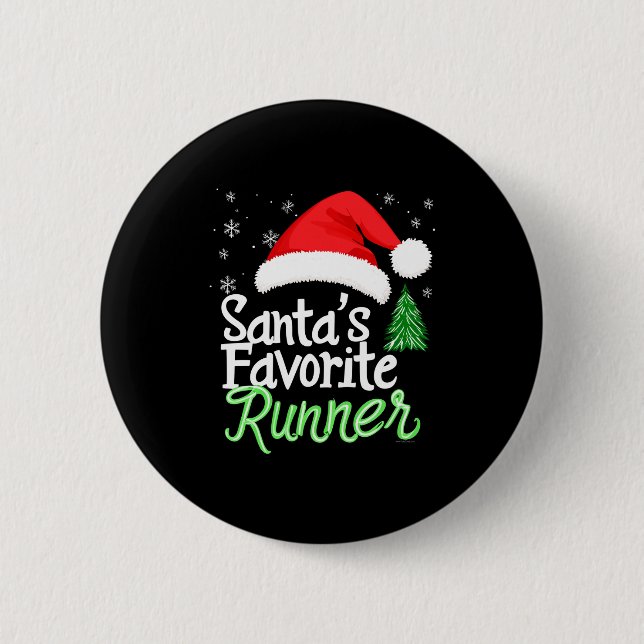 Chapa Redonda De 5 Cm Cute Funny Santa's Favorite Runner Christmas Run H (Anverso)