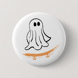 Chapa Redonda De 5 Cm Cute ghost on skateboard