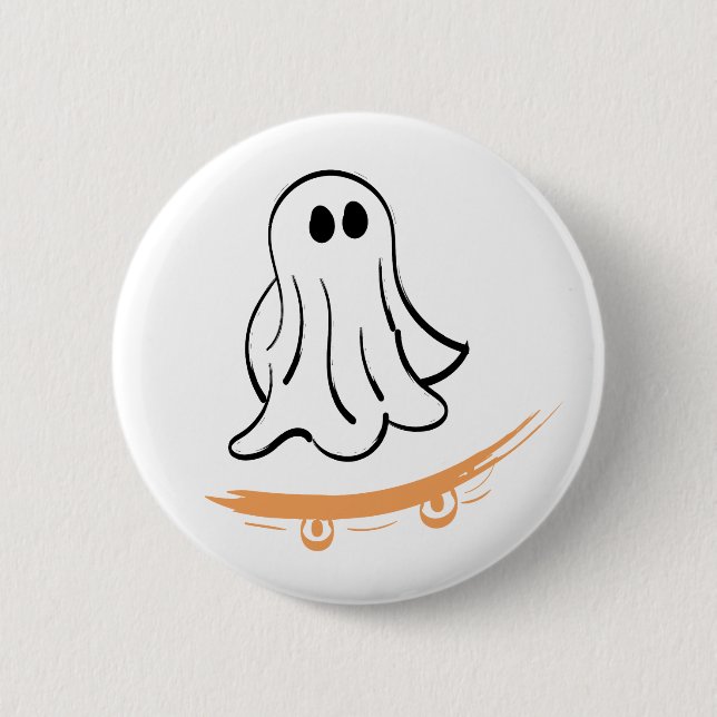 Chapa Redonda De 5 Cm Cute ghost on skateboard (Anverso)