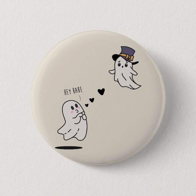 Chapa Redonda De 5 Cm Cute ghosts couple talking (Anverso)