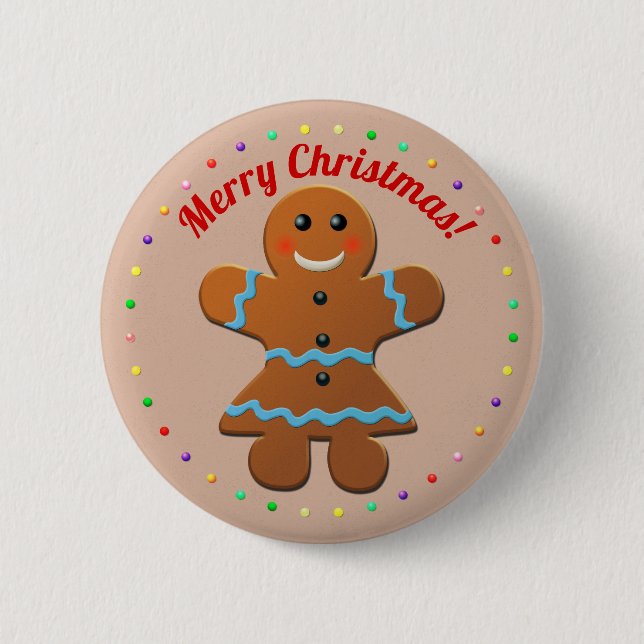 Chapa Redonda De 5 Cm Cute Gingerbread Woman (Anverso)