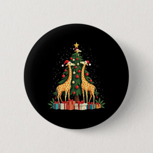 Chapa Redonda De 5 Cm Cute Giraffe Árbol de Navidad Giraffe Amantes de N