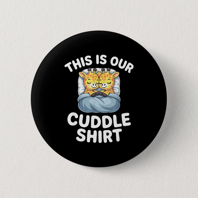 Chapa Redonda De 5 Cm Cute Giraffe Couple This Is Our Cuddle  (Anverso)