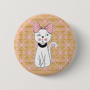 Chapa Redonda De 5 Cm Cute Girly Cat Magnet