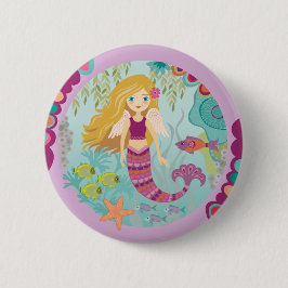 Chapa Redonda De 5 Cm Cute Girly Mermaid