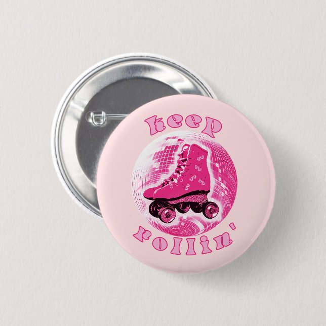 Chapa Redonda De 5 Cm Cute Girly Pink Rollin (Anverso y reverso)