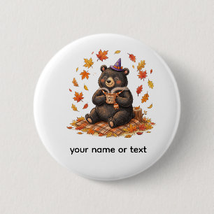 Chapa Redonda De 5 Cm Cute Halloween Pumpkin Spice Bear Cozy Camiseta de