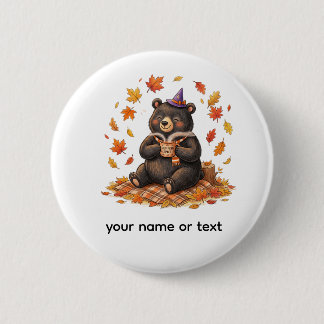 Chapa Redonda De 5 Cm Cute Halloween Pumpkin Spice Bear Cozy Camiseta de