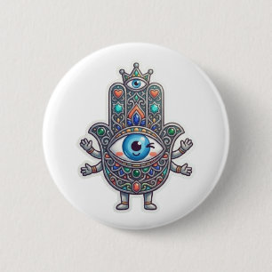 Chapa Redonda De 5 Cm Cute Hamsa Ojo Turco Marroquí Amazigh Kawaii Pegat