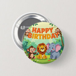 Chapa Redonda De 5 Cm Cute Happy Birthday safari theme