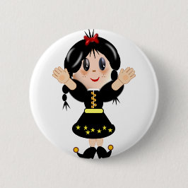 Chapa Redonda De 5 Cm Cute happy little girl cartoon