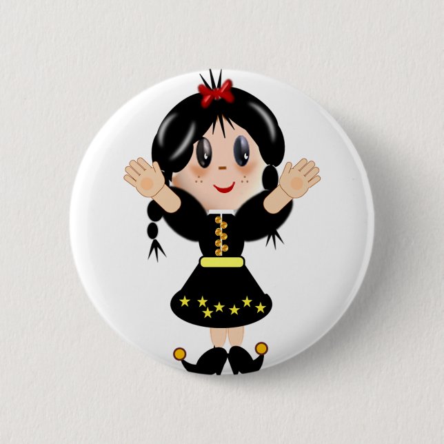Chapa Redonda De 5 Cm Cute happy little girl cartoon (Anverso)