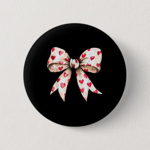 Chapa Redonda De 5 Cm Cute Heart Love Coquette Bow Valentine Day Women