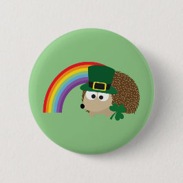 Chapa Redonda De 5 Cm Cute Hedgehog Leprechaun
