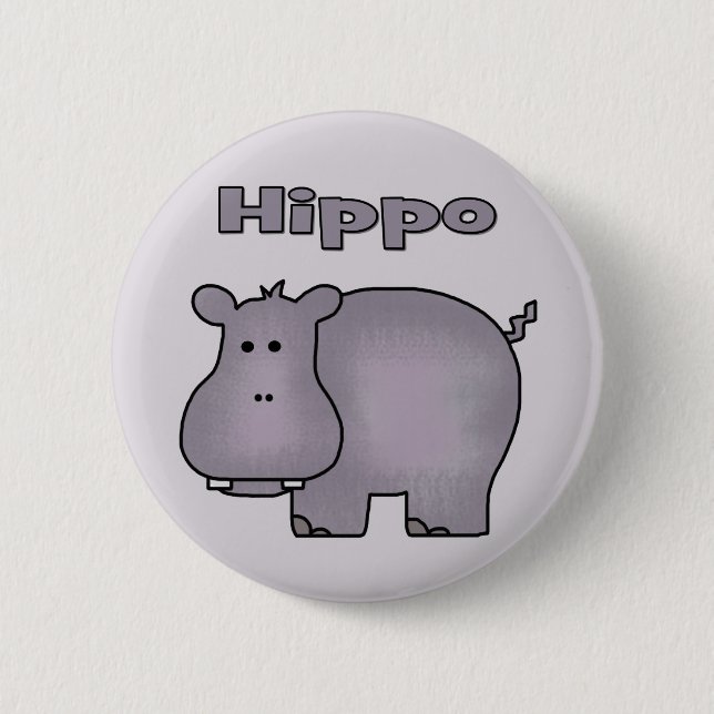 Chapa Redonda De 5 Cm Cute Hippo (Anverso)