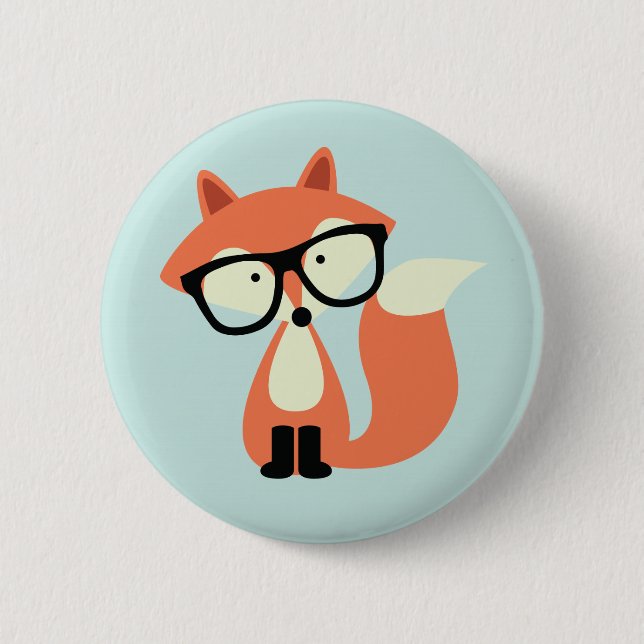 Chapa Redonda De 5 Cm Cute Hipster Red Fox (Anverso)